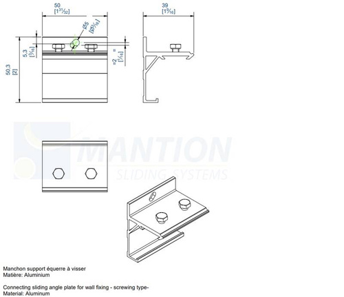 Łącznik szyny MANTION SAF-EVOLUTION 13013M, aluminium