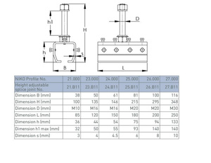 Regulowany łącznik szyny z mocowaniem sufitowym NIKO 21.B11, ocynk