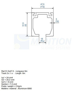 Szyna nośna MANTION HERCULE 10400, aluminium