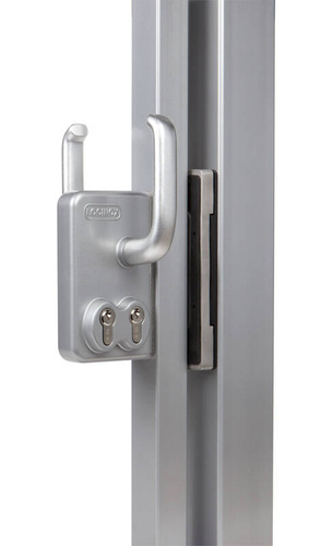 Zamek z dwiema wkładkami do bram przesuwnych Locinox LGKZ D1 na profil kwadratowy 100 mm