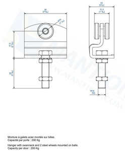 Wózek 2-kołowy MANTION 9241W (szeroki korpus), ocynk