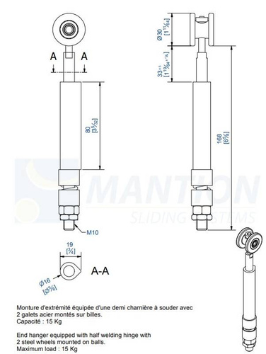 Wózek 2-kołowy do wspawania MANTION 0332SOE, ocynk