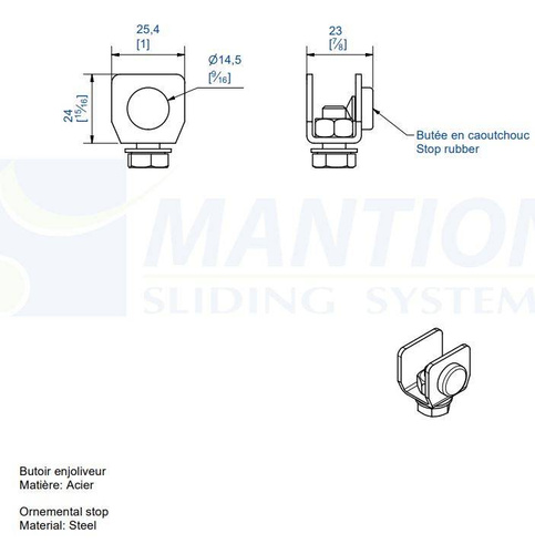 Stoper szyny MANTION 9118, ocynk
