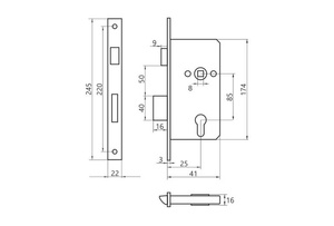 Zamek profilowy wąski LOB Z825B