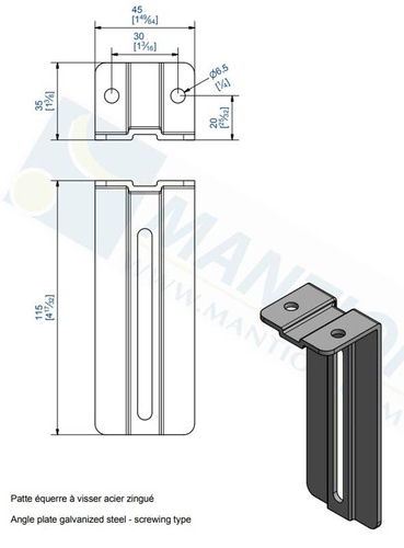 Uchwyt mocujący szynę poziomą MANTION 7153, ocynk