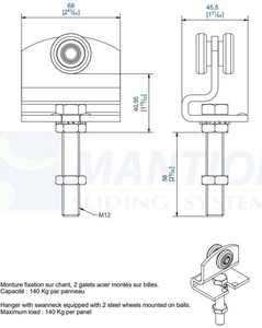 Wózek 2-kołowy MANTION 9231W (szeroki korpus), ocynk