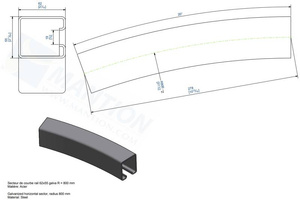 Sektor łuku szyny nośnej MANTION SPORTUB 6255CS, promień 800 mm, kąt 20°, 278 mm, ocynk