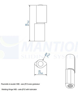 Zawias do wspawania MANTION 1512SOG, Ø12 mm, stal czarna