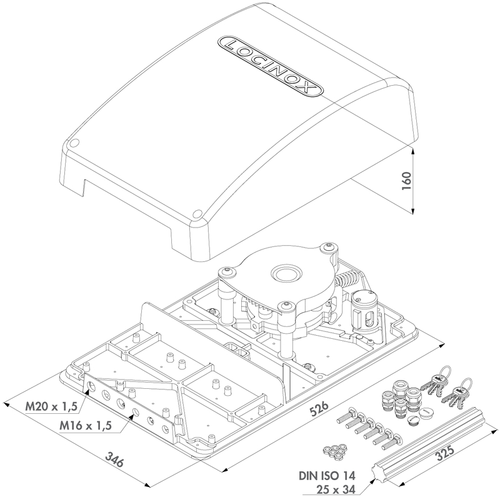 Elektromechaniczny modułowy mechanizm bramy obrotowej Locinox TURNITEC