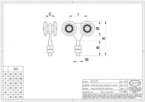 Wózek 4-kołowy IBFM do szyny nośnej 57x67 mm, typ 331G