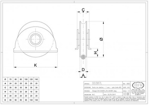 Koło jezdne 1-łożyskowe profil U Ø20 mm z podporą dolną