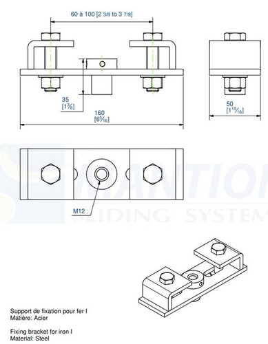 Uchwyt sufitowy mocowany do dwuteownika MANTION 5047, ocynk