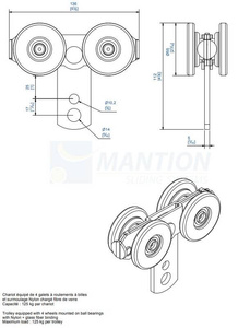 Wózek 4-kołowy MANTION 2762, koła nylonowe