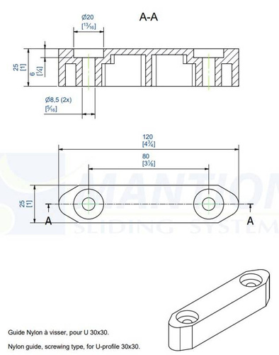 Nylonowy prowadnik dolny MANTION 1110GN