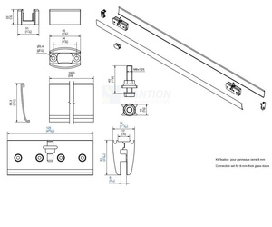 Zestaw do drzwi szklanych 8 mm MANTION K0001430, aluminium
