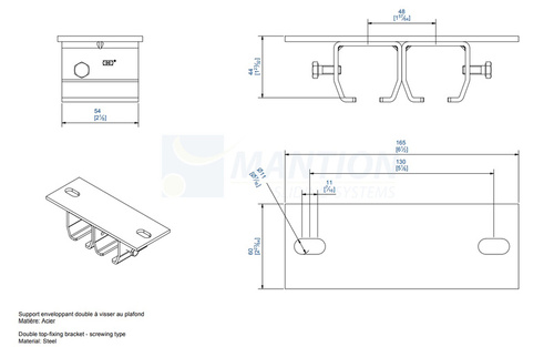 Podwójny uchwyt sufitowy MANTION 9038H2, ocynk