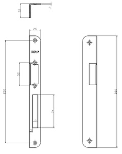 Blacha kątowa do elektrozaczepów BIRA OK-K8, ocynk