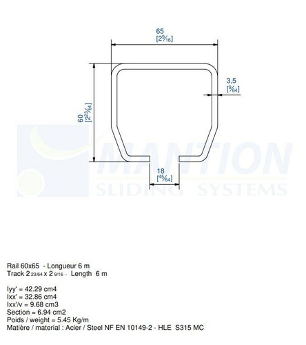 Szyna nośna MANTION HERCULE 9050N, stal czarna