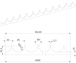 Grzebień bramowy Locinox PKWB2000, do przyspawania
