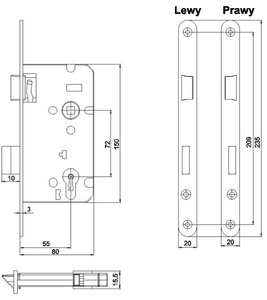 Zamek wpuszczany przemysłowy LOB Z7A