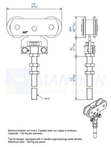 Wózek 4-kołowy MANTION 0255AL, ocynk