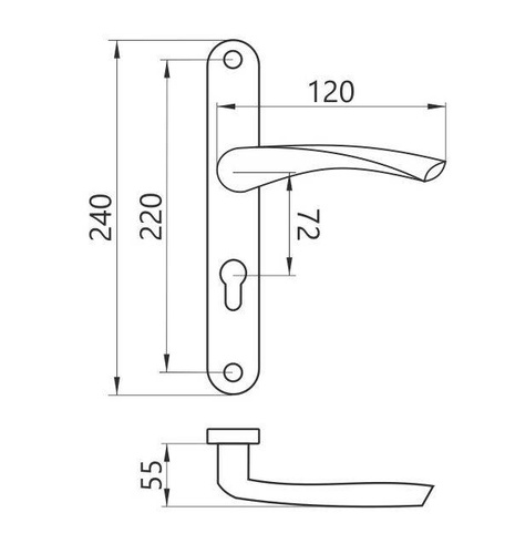 Klamka drzwiowa Metal-Bud DIANA 72 mm