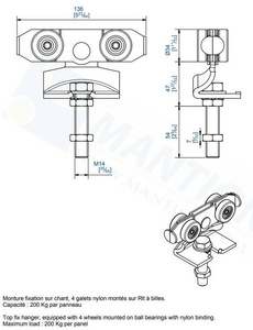 Wózek 4-kołowy MANTION 9242N, koła nylonowe