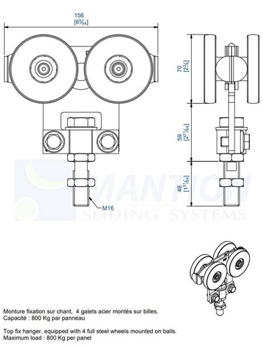 Wózek 4-kołowy MANTION 2285A, ocynk