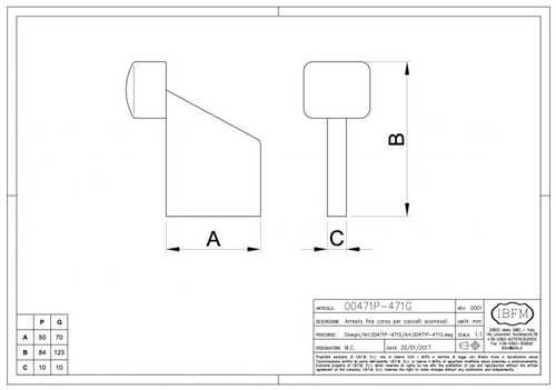 Stoper do lekkich skrzydeł bramowych IBFM, typ 471