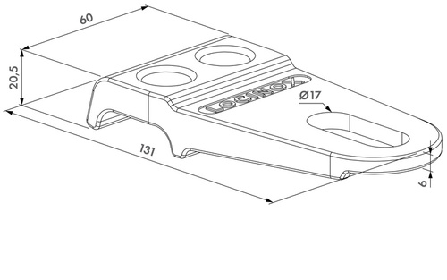 Łapa zawiasowa z większą regulacją głębokości Locinox GRIP16-L pod zawias GBMU4D16