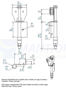Wózek 4-kołowy MANTION BOB50E, koła poliamidowe