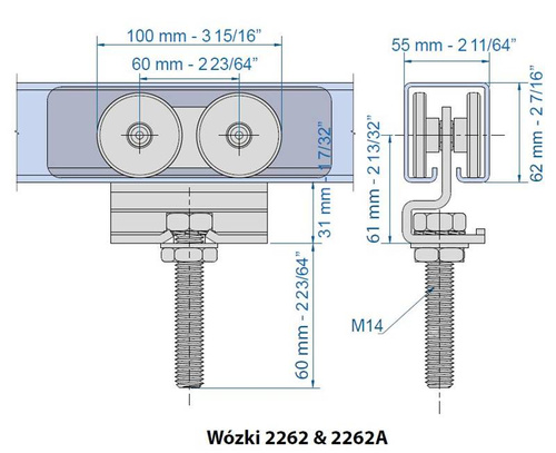 Wózek 4-kołowy MANTION 2262, koła nylonowe