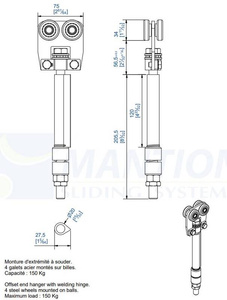 Wózek 4-kołowy do wspawania MANTION 9342SOE, ocynk