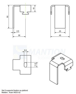 Zestaw uchwytów sufitowych do maskownicy MANTION 11295, stal nierdzewna AISI 304