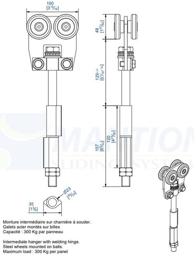Wózek 4-kołowy do wspawania MANTION 9552SO, ocynk