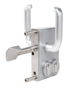 Zamek z dwiema wkładkami do bram przesuwnych Locinox LGKZ D1 na profil kwadratowy 60 mm