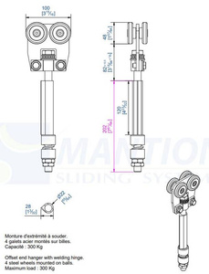 Wózek 4-kołowy do wspawania MANTION 9352SOE, ocynk