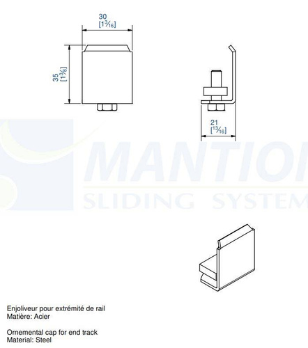 Zaślepka szyny MANTION 3540, ocynk