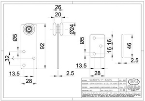 Wózek 2-kołowy IBFM do szyny nośnej 33x34 mm, typ 330PS z płytą mocującą do kurtyn
