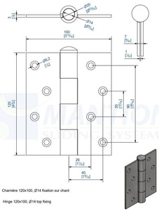 Zawias przykręcany MANTION 1514C, Ø14 mm, ocynk