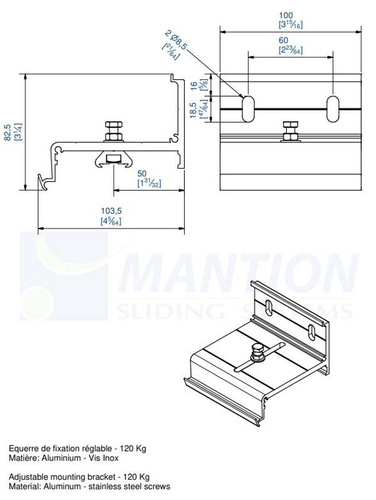 Uchwyt ścienny MANTION 11113BR, aluminium