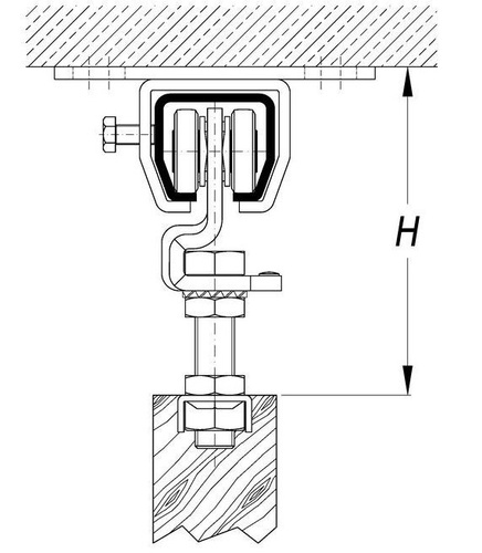 Uchwyt sufitowy szyny nośnej NIKO 71.B02, stal kwasoodporna AISI 316