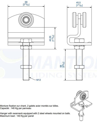 Wózek 2-kołowy MANTION 9231W (szeroki korpus), ocynk