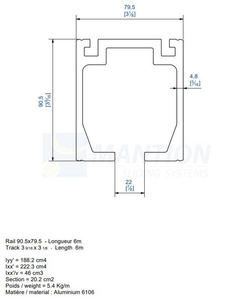 Szyna nośna MANTION HERCULE 10600, aluminium