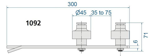 Podwójny regulowany prowadnik dolny do wbetonowania MANTION 1092, ocynk