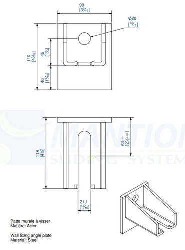 Regulowany uchwyt ścienny MANTION 9066, ocynk