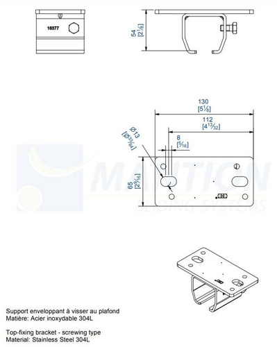 Uchwyt sufitowy MANTION 9048HXA2, stal nierdzewna AISI 304