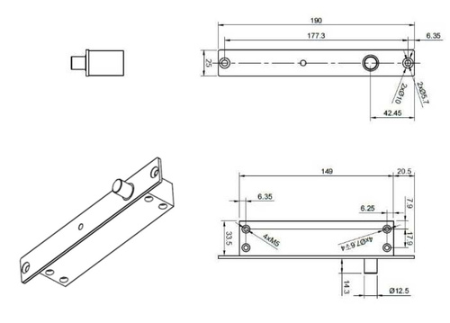Wąski elektrorygiel BIRA Hartte XSBL, normalnie otwarty