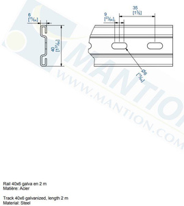 Profil płaskownikowy 40x6 mm MANTION 1716, ocynk, 2000 mm