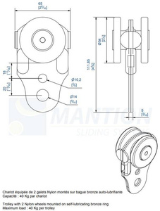Wózek 2-kołowy MANTION 0761, koła nylonowe